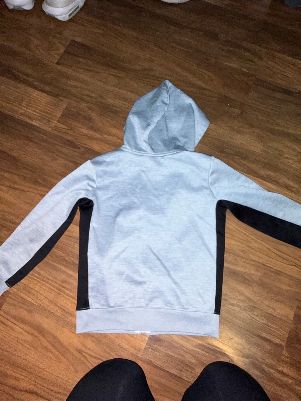 Nike Kids Light Gray and Black Zip-Up Hoodie
